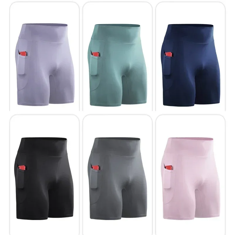 Men's Outdoor Running Pocket Shorts Summer Sport Fitness Jogging Tights Quick Drying Breathable Reflective Zipper Riding Pants