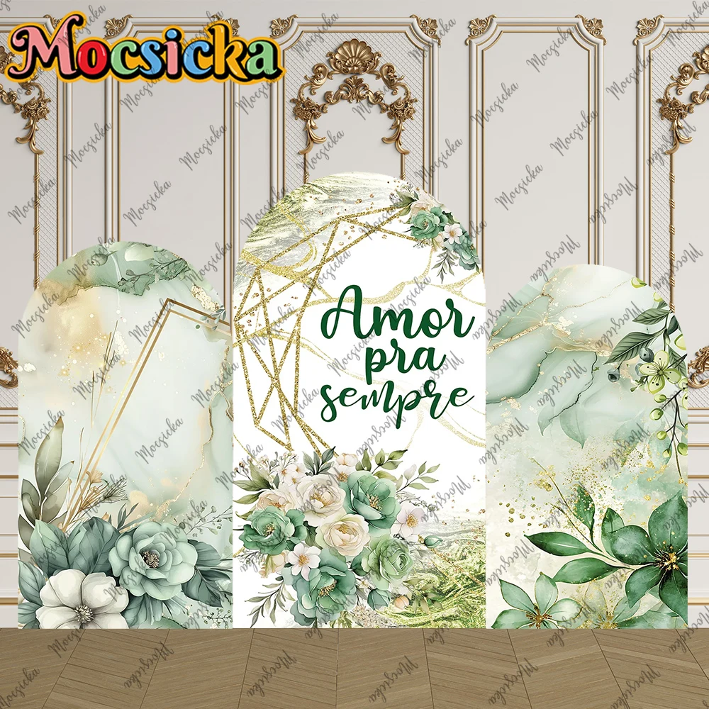 

Mocsicka 2-Sided Arch Cover Watercolor Green Flowers Decoration Backdrop Wall Baby Shower Cake Smash Birthday Party Photo Props