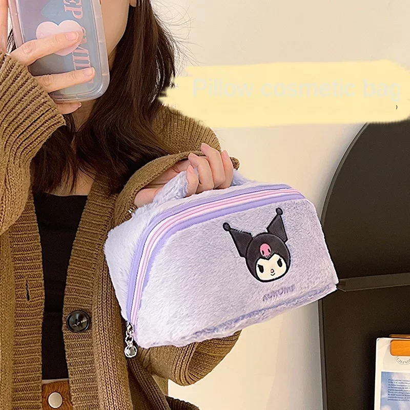 Sanrio Hello Kitty borsa cosmetica da viaggio di grande capacità borsa portaoggetti portatile da donna carina con pochette con cerniera borsa a mano