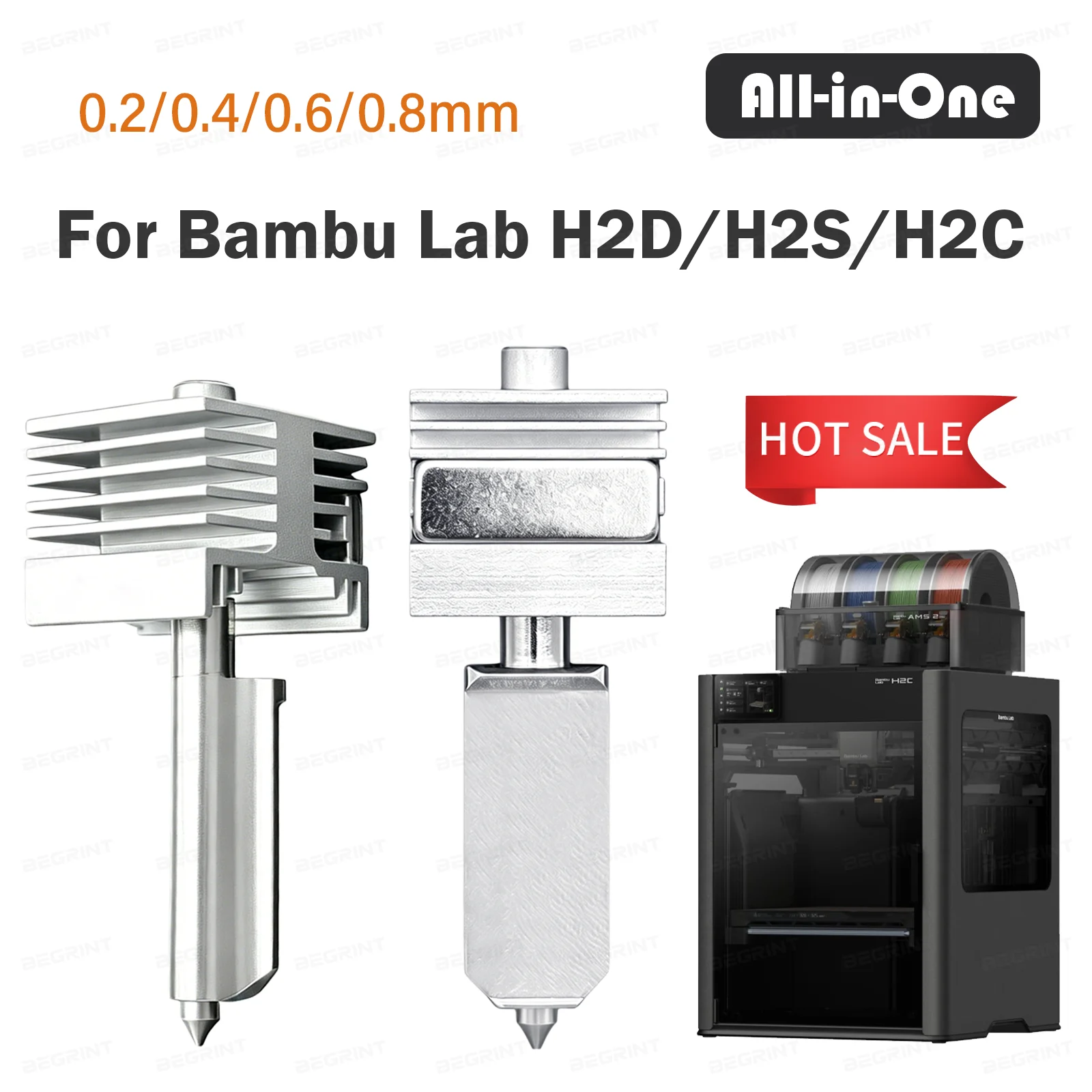 

Hotend Kit For bambu lab h2s/h2c/h2d Fast Printing Upgrade Hotend Standard flow Quick Replacement Nozzle