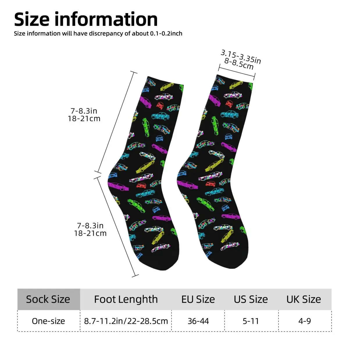 Neon Racing Cool And Dynamic Socks Harajuku Soft Stockings All Season Long Socks Accessories for Man's Woman's Birthday Present