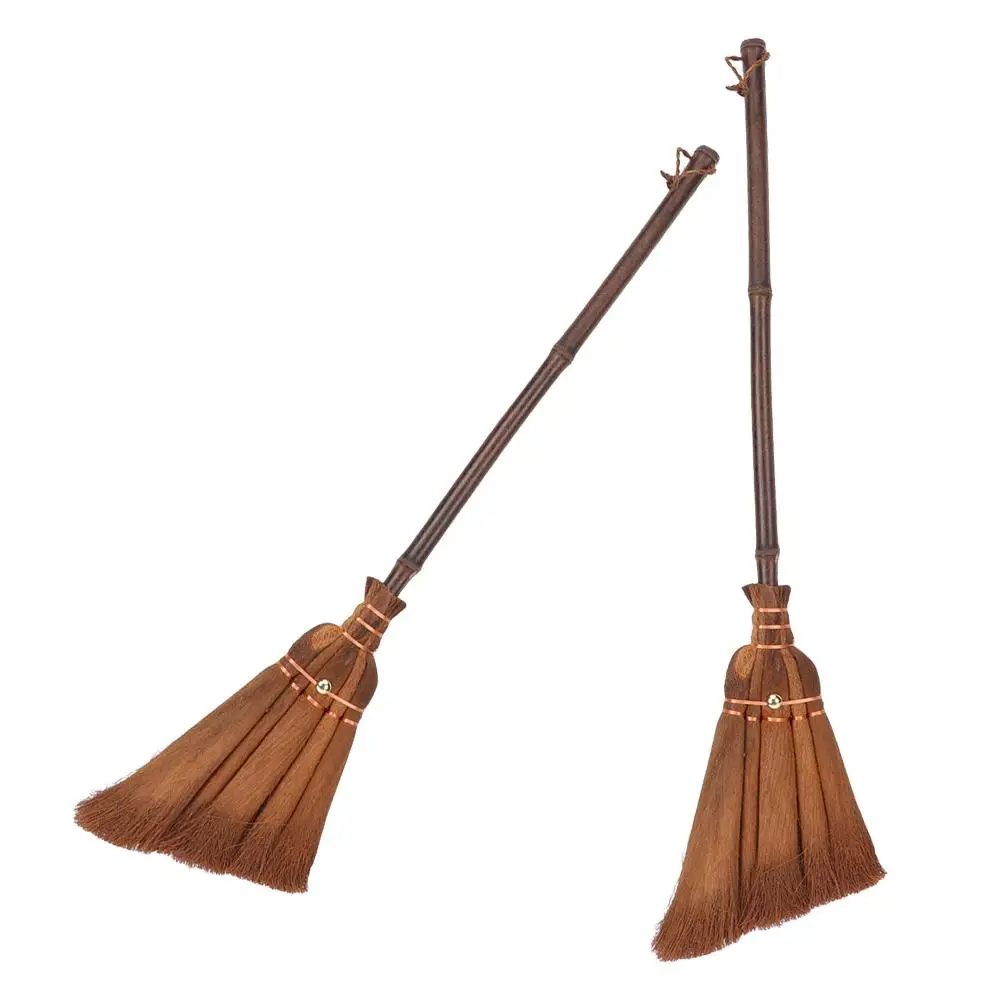2 Pcs Kids Broom Set Mini Straw Dust Cleaning Toy Household Tool Child Friendly Natural Bristle Indoor Outdoor Use Small