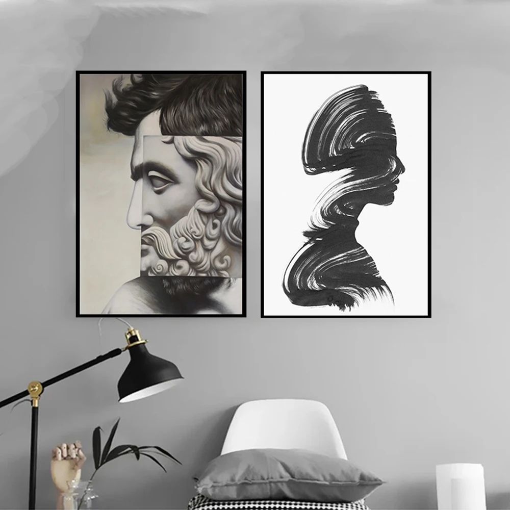 David Skulptur Leinwand Malerei Schwarz und Weiß Skizze Porträt Kunst Poster und Druck David Hobby Geschenke für Home Decor Kunst Zimmer