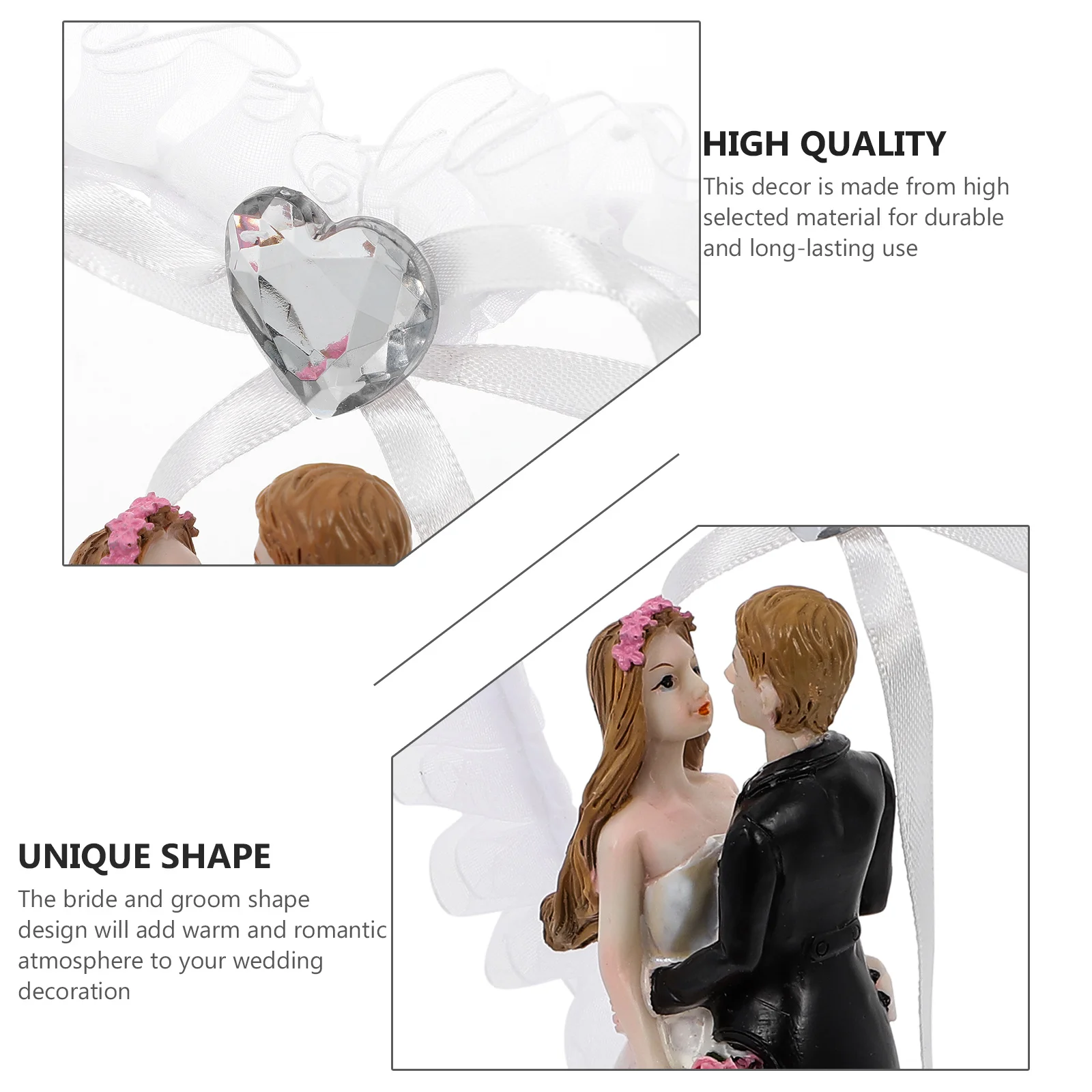 

1Pcs Crystal Bride Groom Shape Ornament Romantic Wedding Cake Decor Valentine's Day Couple Adornment Creative Wedding Party