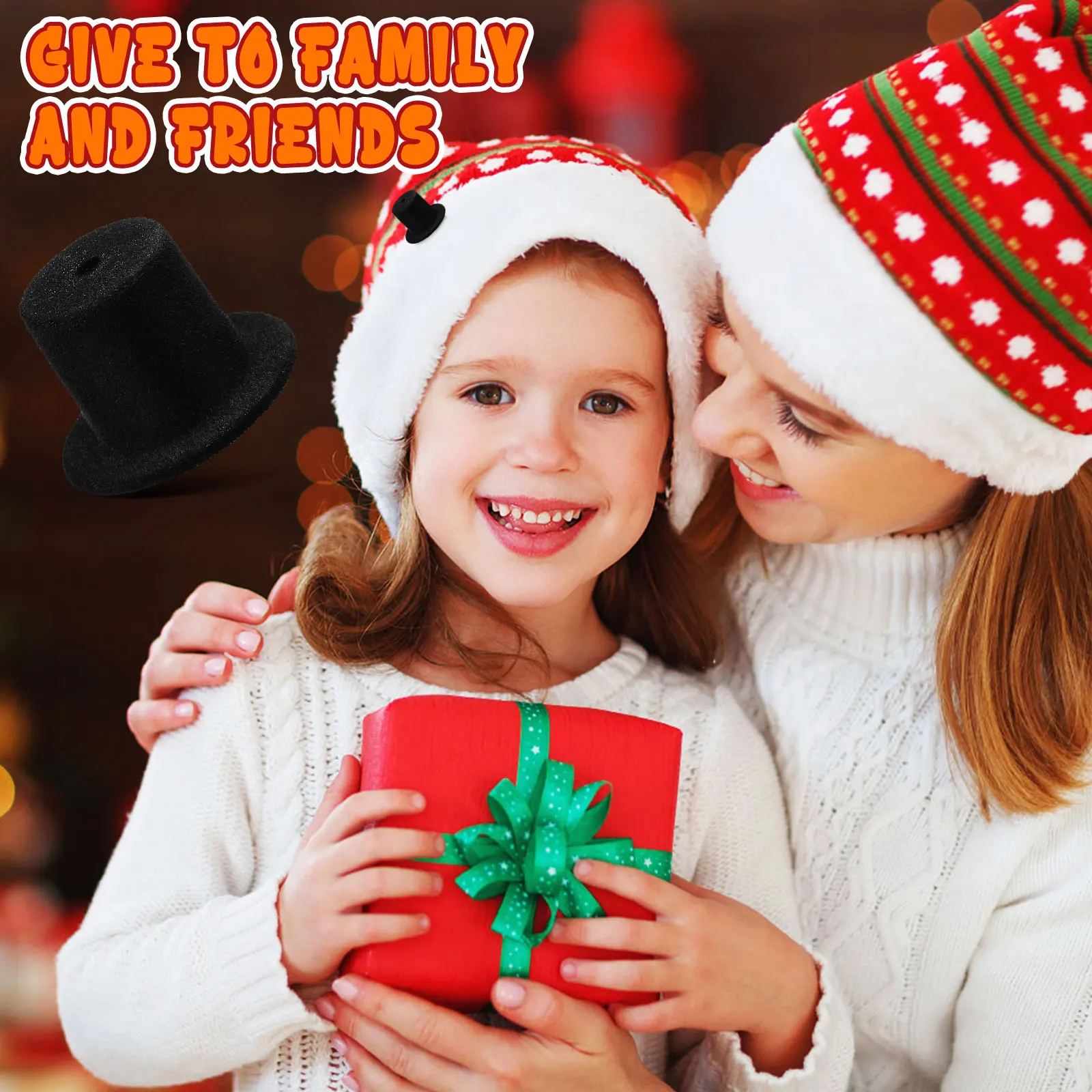 40 peças chapéu de palhaço decorativo decoração de natal festa de aniversário mini boneco de neve preto