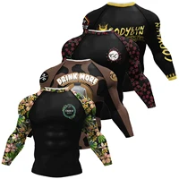 Diseño personalizado Personal sublimación manga larga negro No Gi BJJ Jiu Jitsu Rashguard ropa de lucha Mma Rash Guard Fitness para hombres