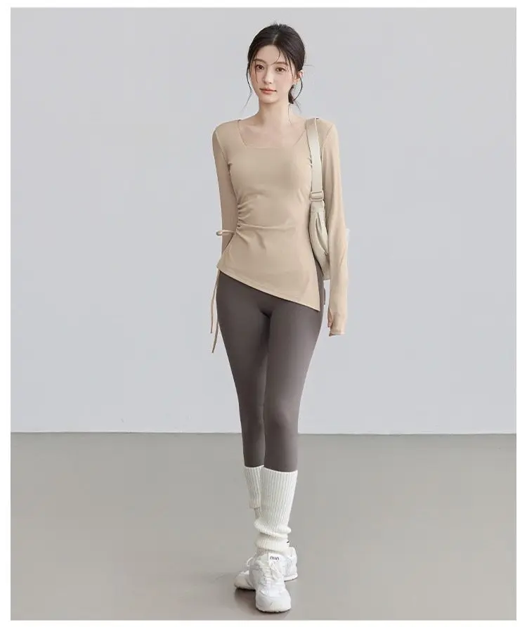 Herbst-Winter Yoga-Bekleidung, Taillenformend, Lauf- und Fitness-Langarmshirt, Professionelles Trainings-Pilates-Oberteil, Atmungsaktiv, Schnelltrocknend – Detail 7