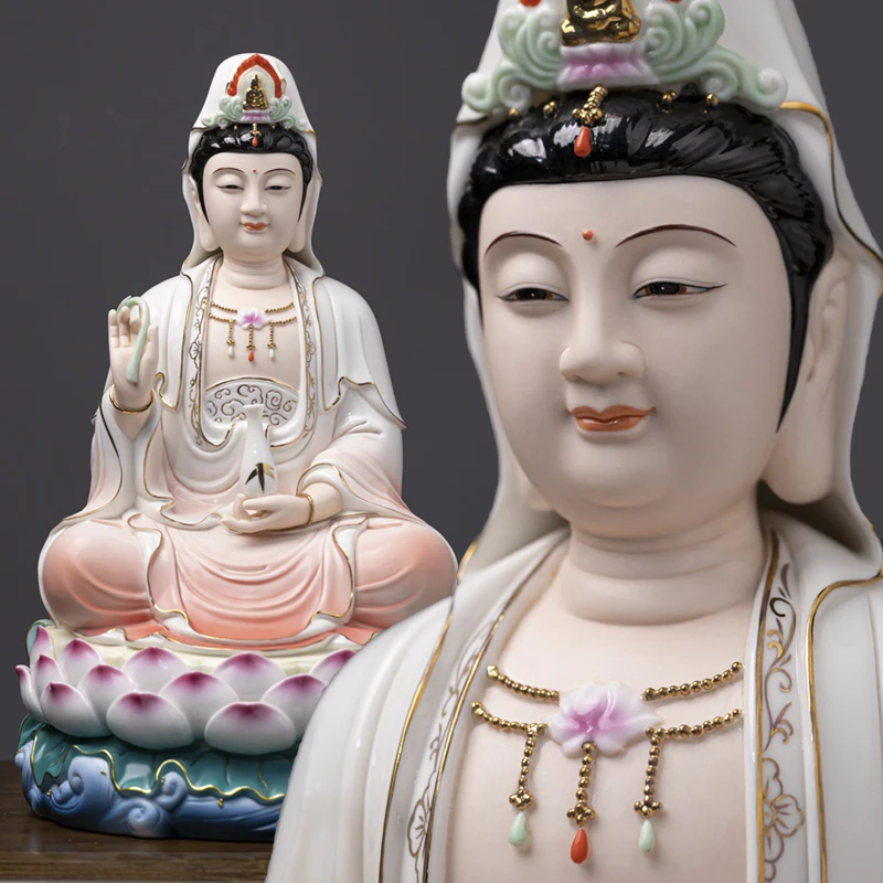 high grade Porcelain GUAN YIN PU SA BUDDHA Asia home Altar shop Worship efficacious Talisman family Goddess Mascot statue 30CM