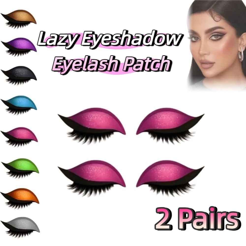 

2 Pairs Self-Adhesive Lazy Eyeshadow Eyelash Patch Reusable Time-Saving 3-in-1 Eye Makeup Sticker Creative Easy Use