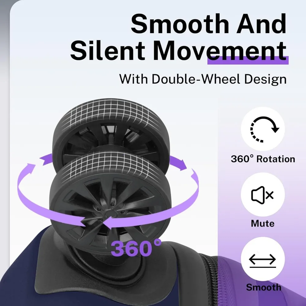 Lightweight Hardside ABS Luggage Set with USB Port, Carry-On and Mini Cosmetic Cases, TSA Approved for Travel