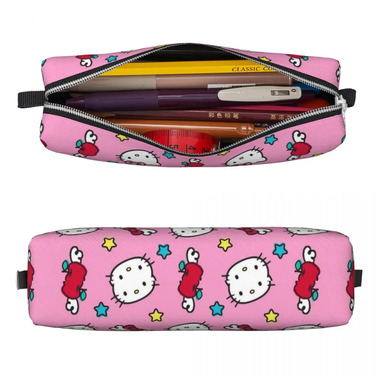 Imagem -02 - Lápis Rosa Hello Kitty dos Desenhos Animados Pen Box Bags Grande Bolsa Cosmética para Escritório de Armazenamento Menina e Menino Novo