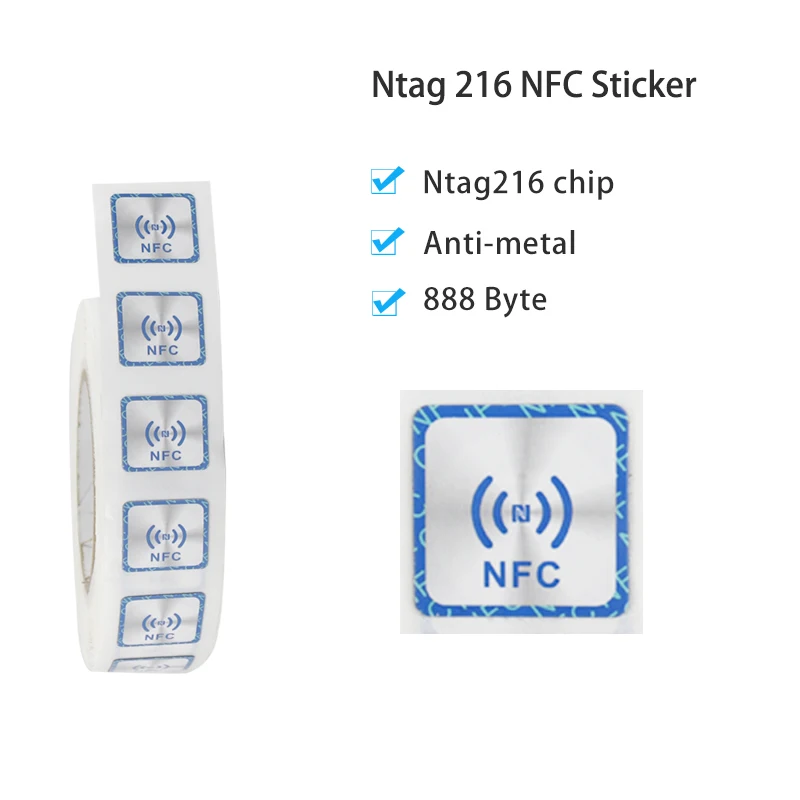 100pcs NFC Ntag216 Tag Sticker 13.56Mhz Ntag 216 Universal Label RFID NFC Sticker with 888 bytes memory