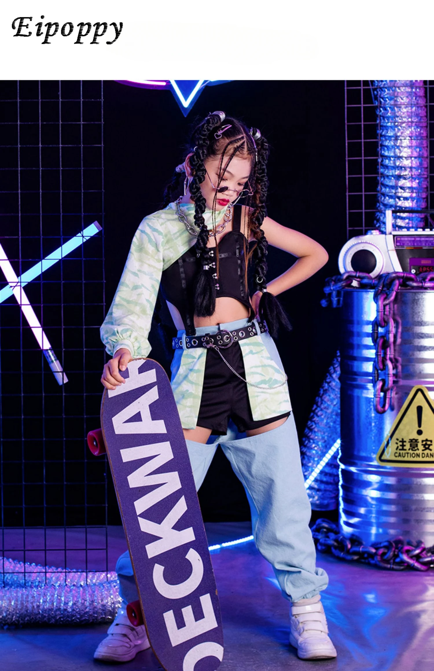 女の子のヒップホップウェアスーツ、子供の衣装、女の子のための服