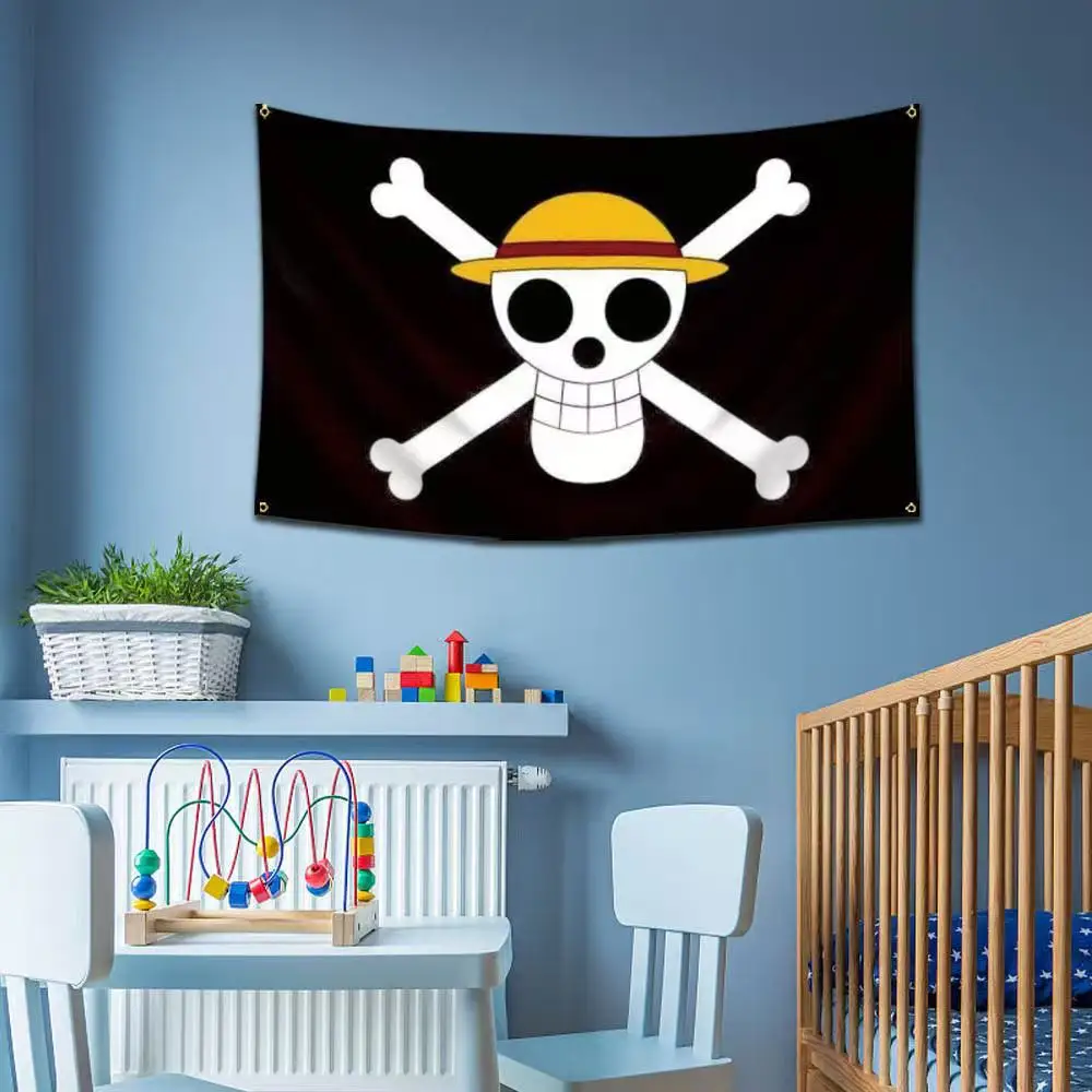 One Piece 90x150cm Pirate Skull Flag Home Bedroom Wall Decor Banner Painting Luffy Straw Hat Pirates Flag Toys for Gift