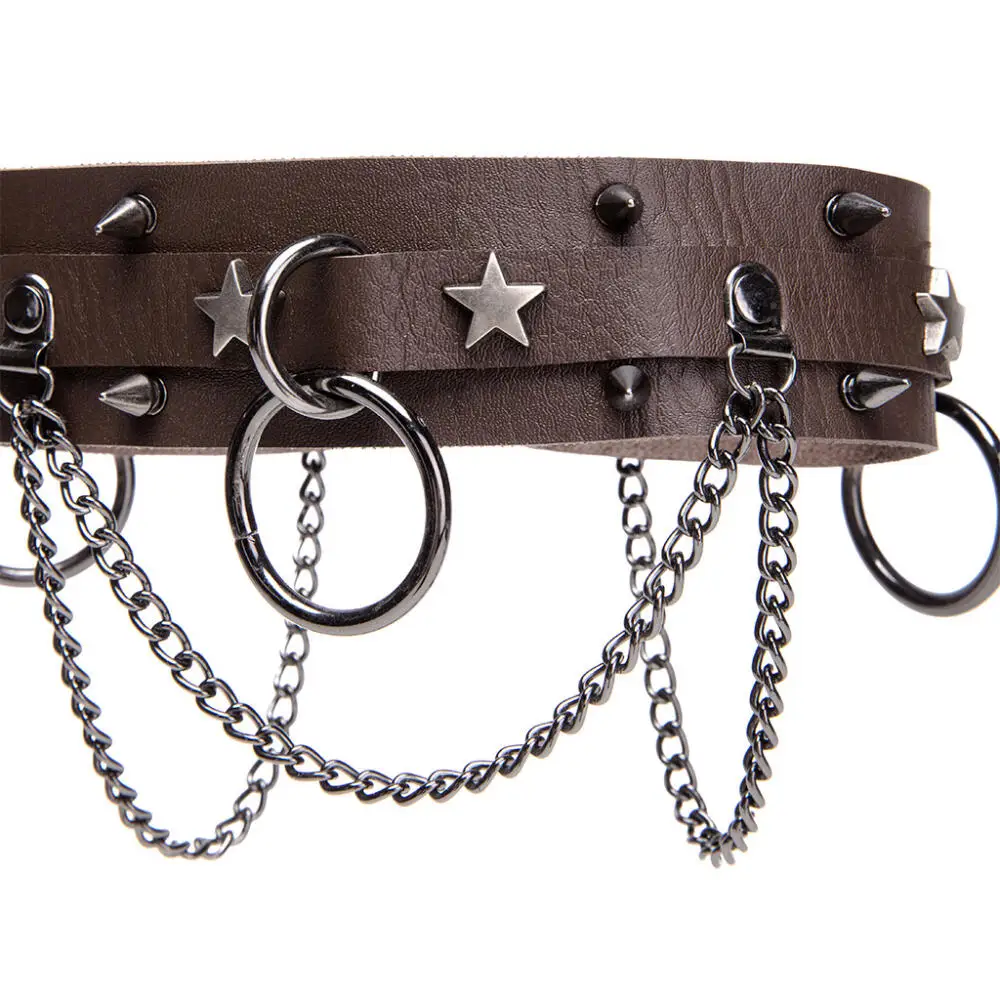 Halloween lockbone corrente boate punk rebite pingente colar de couro do plutônio steampunk medieval punk cosplay acessórios de moda