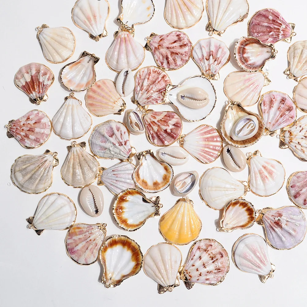 

10 шт., ювелирные аксессуары в виде ракушки из натурального веера, позолоченные нарезанные веерные украшения в виде ракушек для DIY, серьги, ожерелье, вечерние ремесла