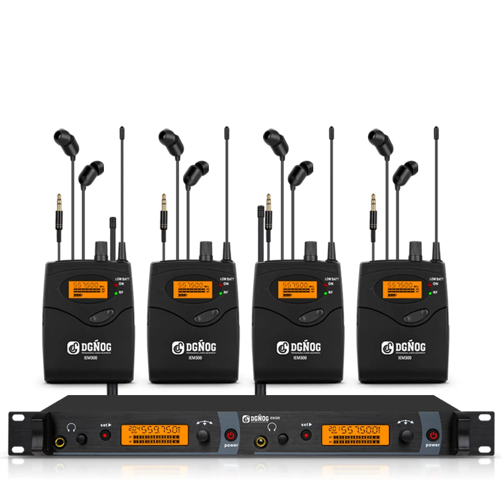 2-kanaals draadloos in-ear monitoringsysteem DGNOG IEM300 40 instelbare UHF-frequenties 300ft IEM Stage Return voor zangergroepen