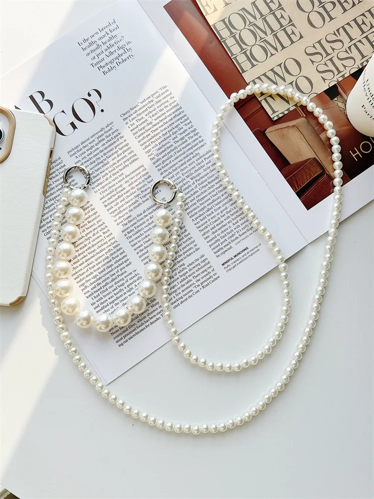 New Pearl Bead DIY Phone Chain Pearl DIY Jewelry Phone Case Accessories Pearl Diagonal Strap Bag Chain