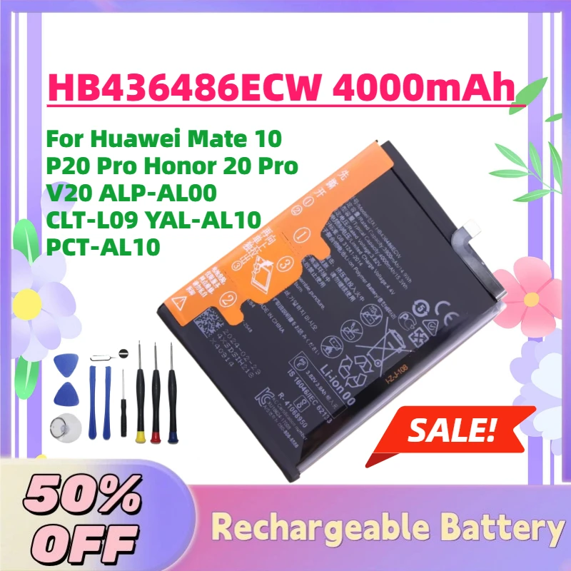 

New HB436486ECW 4000mAh 3.8V Replacement Battery for Huawei Mate 10 P20 Pro Honor 20 Pro V20 ALP-AL00 CLT-L09 YAL-AL10 PCT-AL10