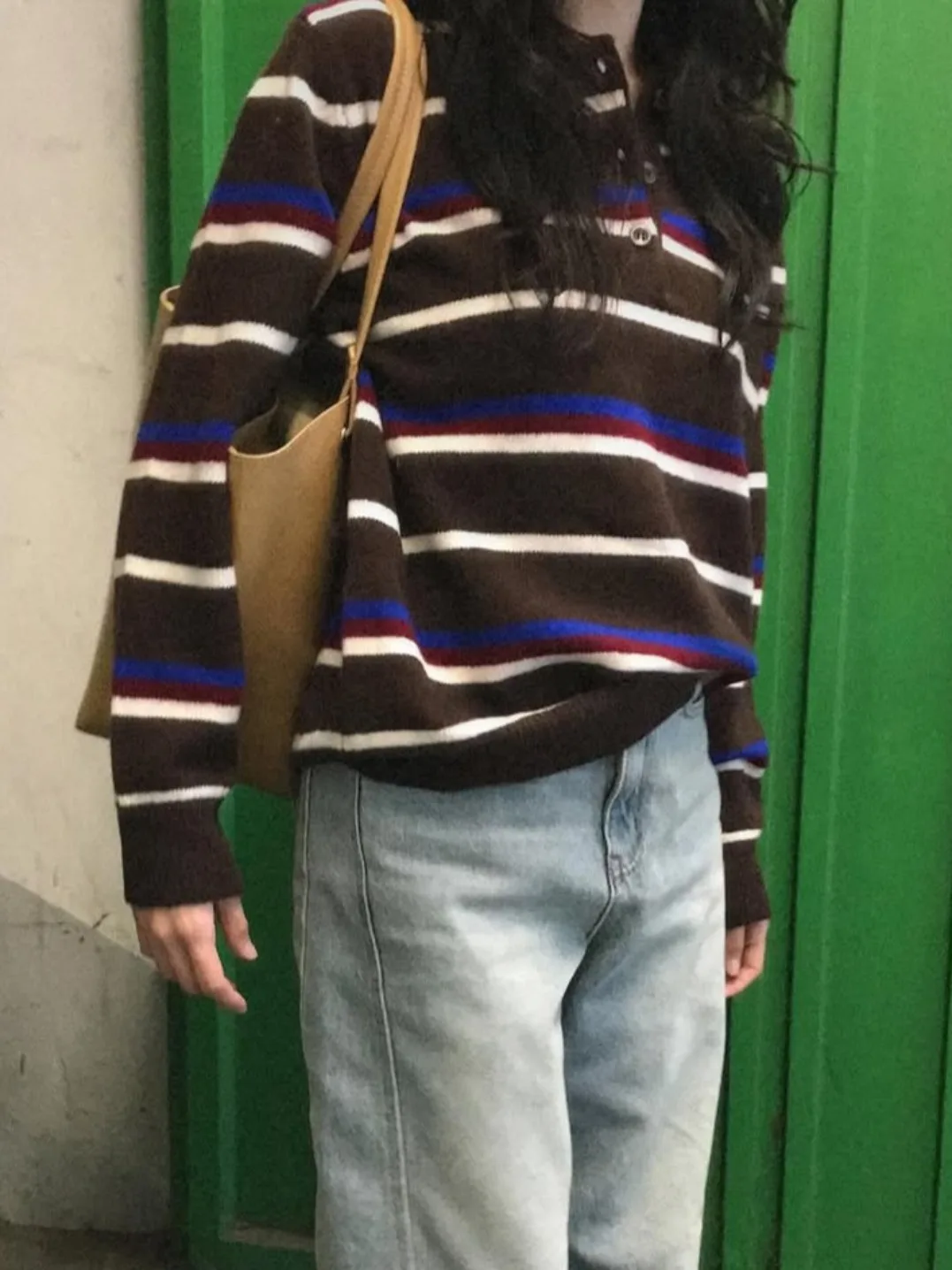 Outono Inverno Casual Listrado Ne Malhas Feminino Preguiçoso Solto Top Overhead Sle Confortável Fit Faionable Listrado Swe...