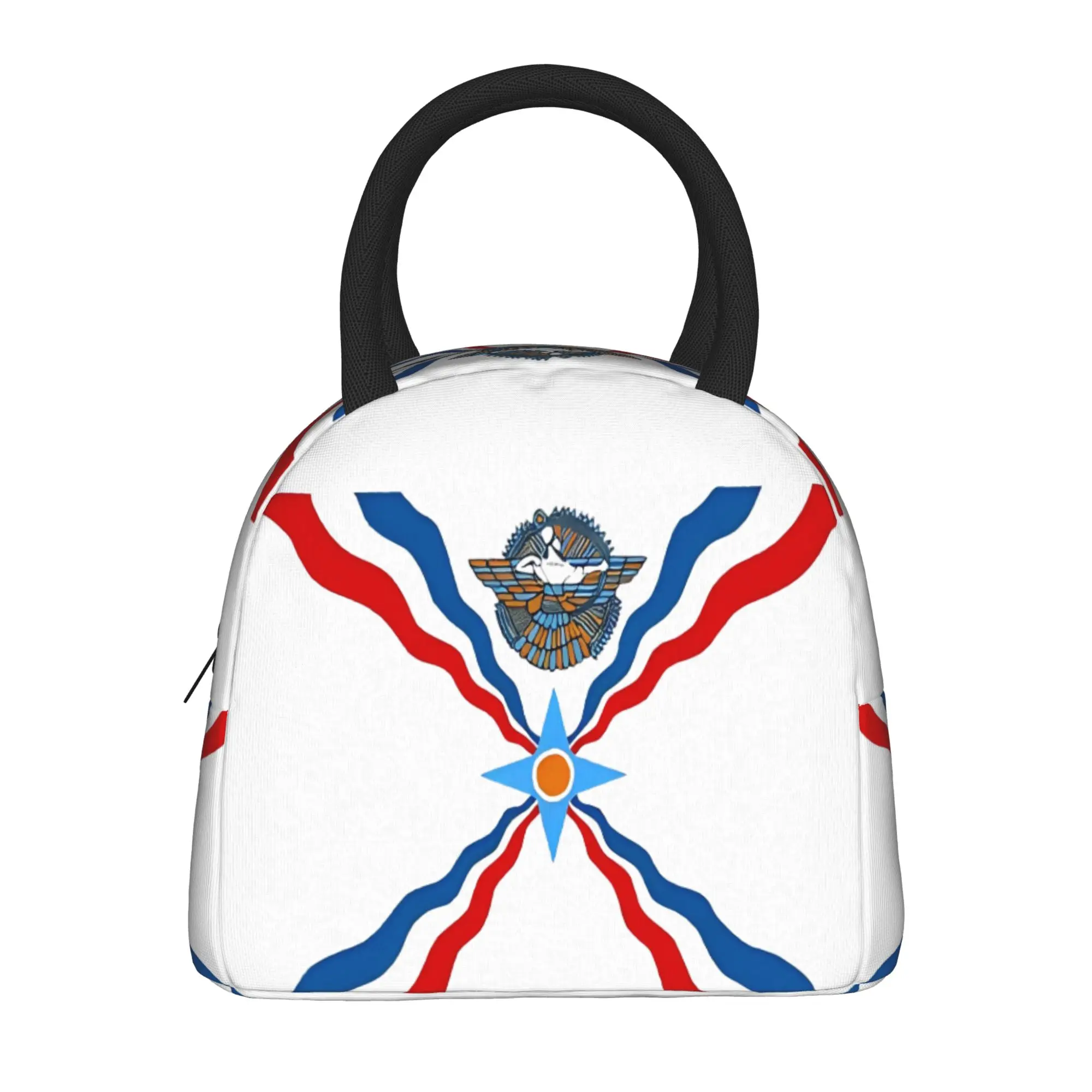 Assyrian flag Lunch Bag  Leisure Lunch Box For Child Travel Portable Cooler Bag Oxford Custom Thermal Lunch Bags