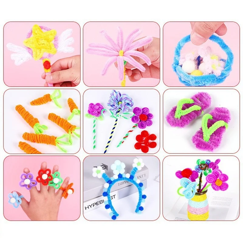 Colorful Pipeline Cleaner Toy Handmade DIY Twist Stick Educational Twist Stick Color Hair Root Tops