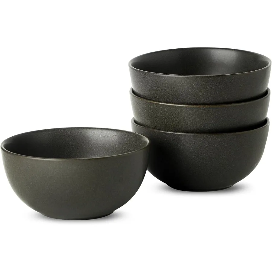 

24 oz Ceramic Bowls Set of 4 for Serving Soup Salad Fruit Breakfast and Dessert Matte Black Stoneware Kitchen Bowls Ideal for D
