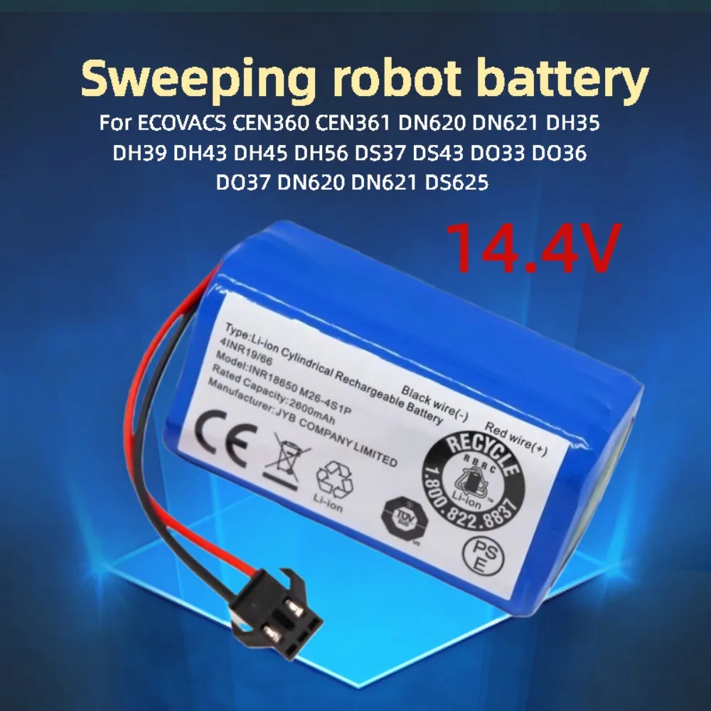 14.4V 3500mAh 4S1P Suitable For ECOVACS CEN360 CEN361 DN620 DN621 DH35 DH39 DH43 DH45 Sweeping Robot Battery Accessories