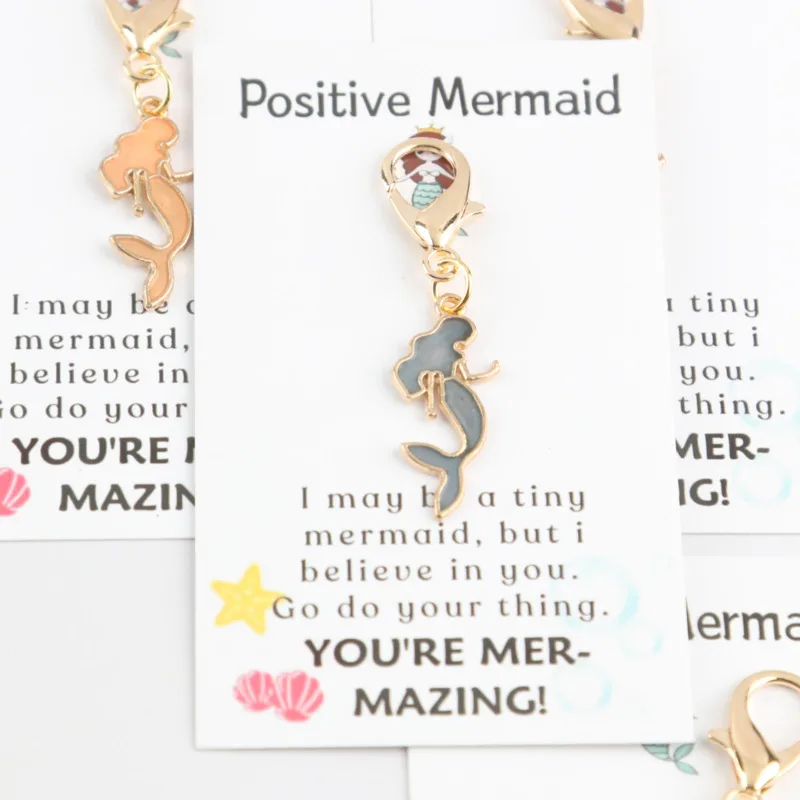 4/8pcs Cute Mermaid Series Keychain Set Positive mermaid card Actively support gifts Suitable for decorating backpacks Car Key F