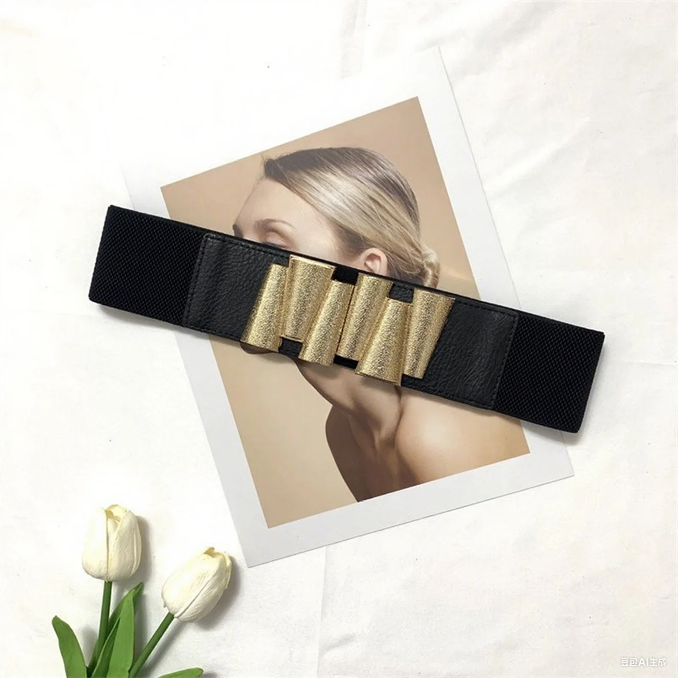 المرأة الذهب مشبك مطاطا مشد الإناث Cummerbund معطف حزام فستان Decration حزام عريض J1601