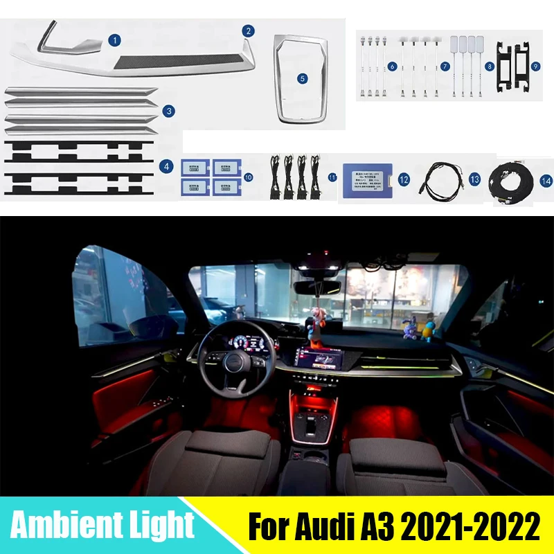 32 color Replacement Led Decorate Light For Audi A3 2021-2022 Dashboard Air Vent Decorative LED Atmosphere Nozzle Lamp