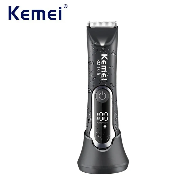 Kemei Groin Hair Trimmer Men Electric Clippers Waterproof Ball Trimmer for Pubic/Body Grooming Kit Hygiene Razor Ceramic Blade