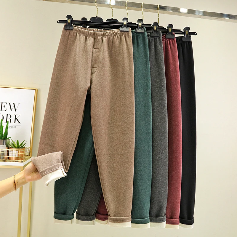 Men's Double-Sided Fleece Thickened Pure Cotton Warm Pants Loose Fit Bottoming Trousers Inner Wear Large Size Autumn Cotton P...