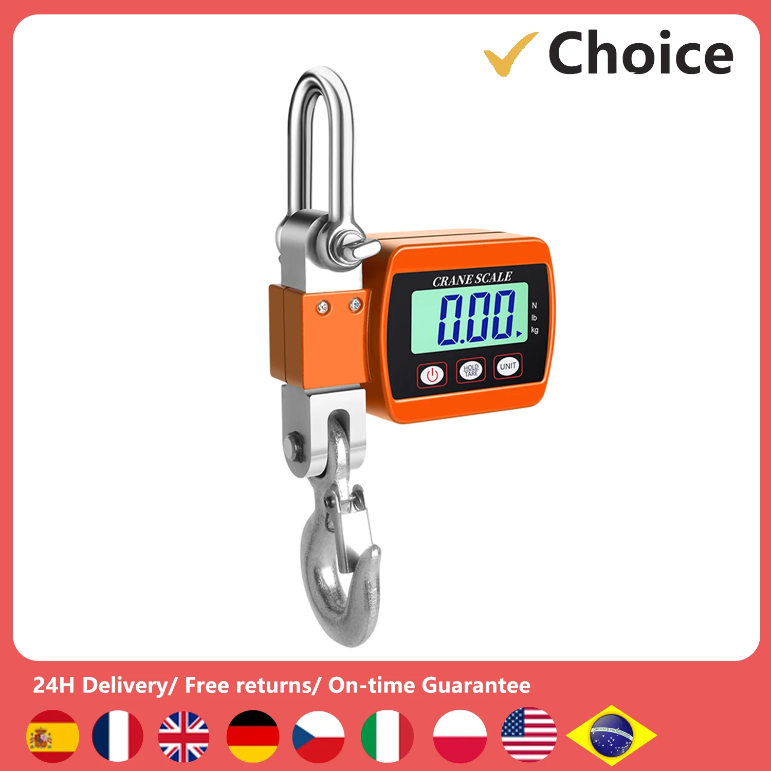 

LCD Digital Display Crance Scale 0.05-500kg Portable Industrial Electronic Heavy Weight Hook Crane with Unit Change Function