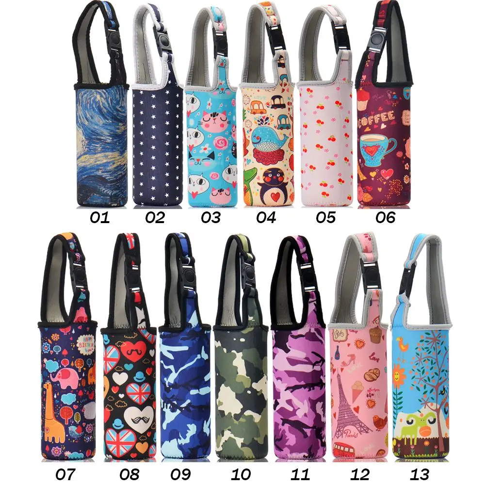 1Pcs Sport Water Bottle Cover Case with Shoulder Strap Portable Vacuum Glass Cup Sleeve Cup Pouch Sport Camping Accessorie
