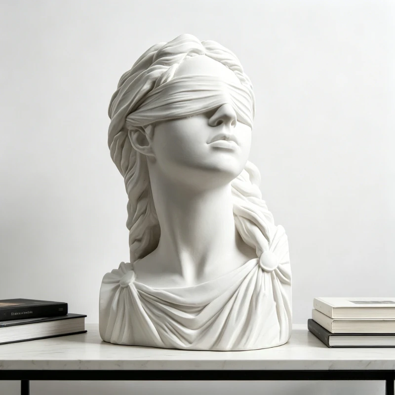 Goddess of Justice Themis Plaster Statue Desk Decoration Classical Artwork Half Body Characters Sculpture Room Aesthetic Decor view 2