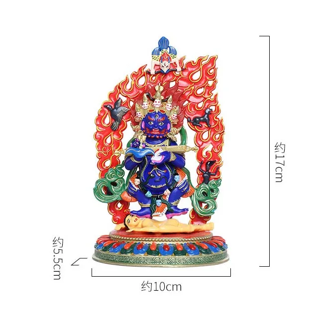High grade COLOR Drew gilding Buddha brass statue HOME temple effective protection Tibetan Nepal Two armed Mahakala Buddha
