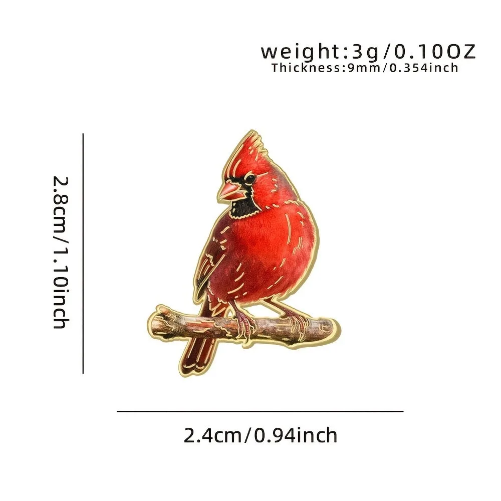 Realistic North American Cardinals with Golden Edges Exquisite Badges Clothes Bags Small Versatile Jewelry Accessories Wholesale