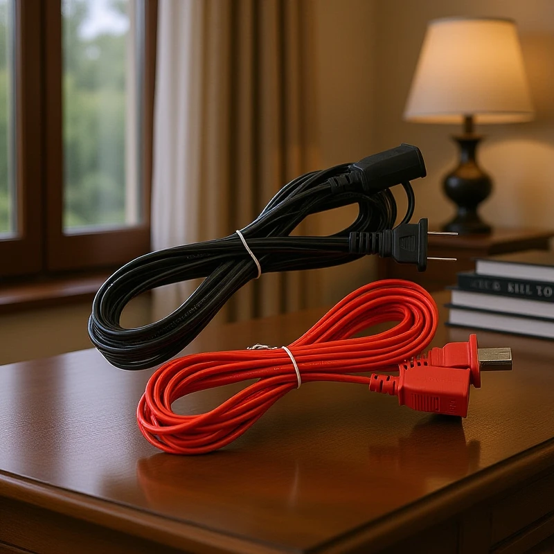 AC Power Cord White Black Red Line With ON/OFF Switch Button Cables Wire Two-pin Plug Cable Extension Cords Adapter