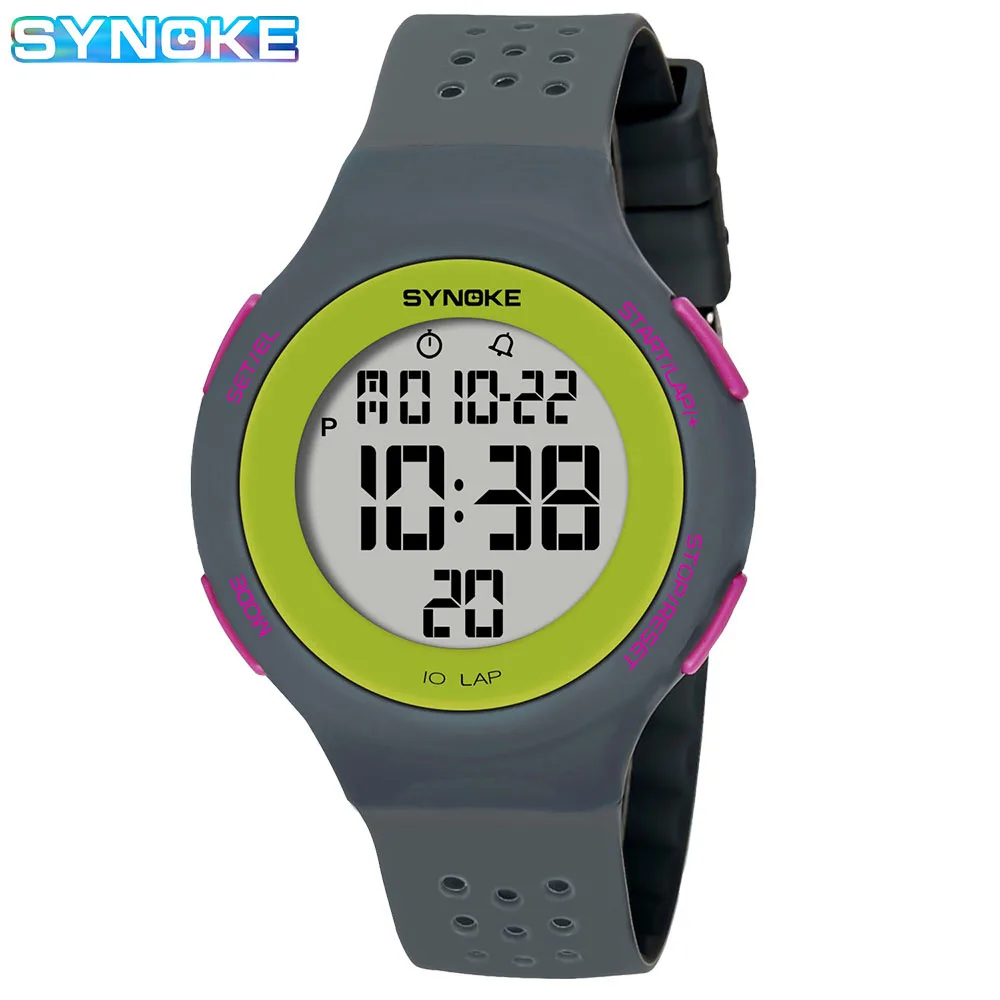 Outdoor Sport Watch Men Alarm Chrono Clock 5Bar Waterproof Military Watches LED Display Shock Digital Watch Thin Design Synoke