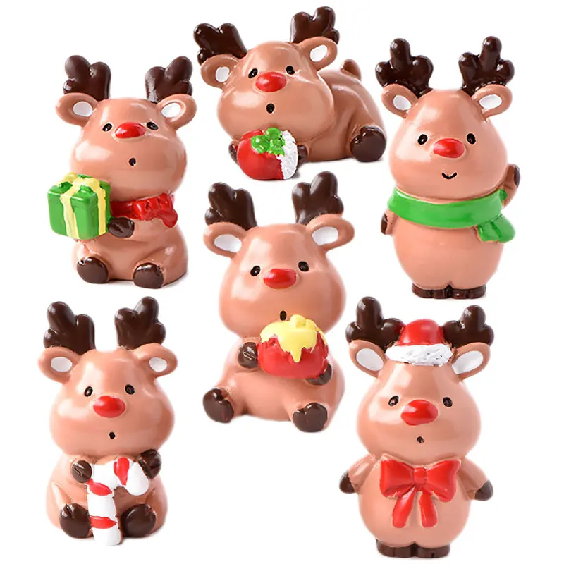 

1PC Small Christmas Santa Claus New Year Cute Animal Snowman Figures Miniature Figurines Gift Terrarium Ornament Car Decoration