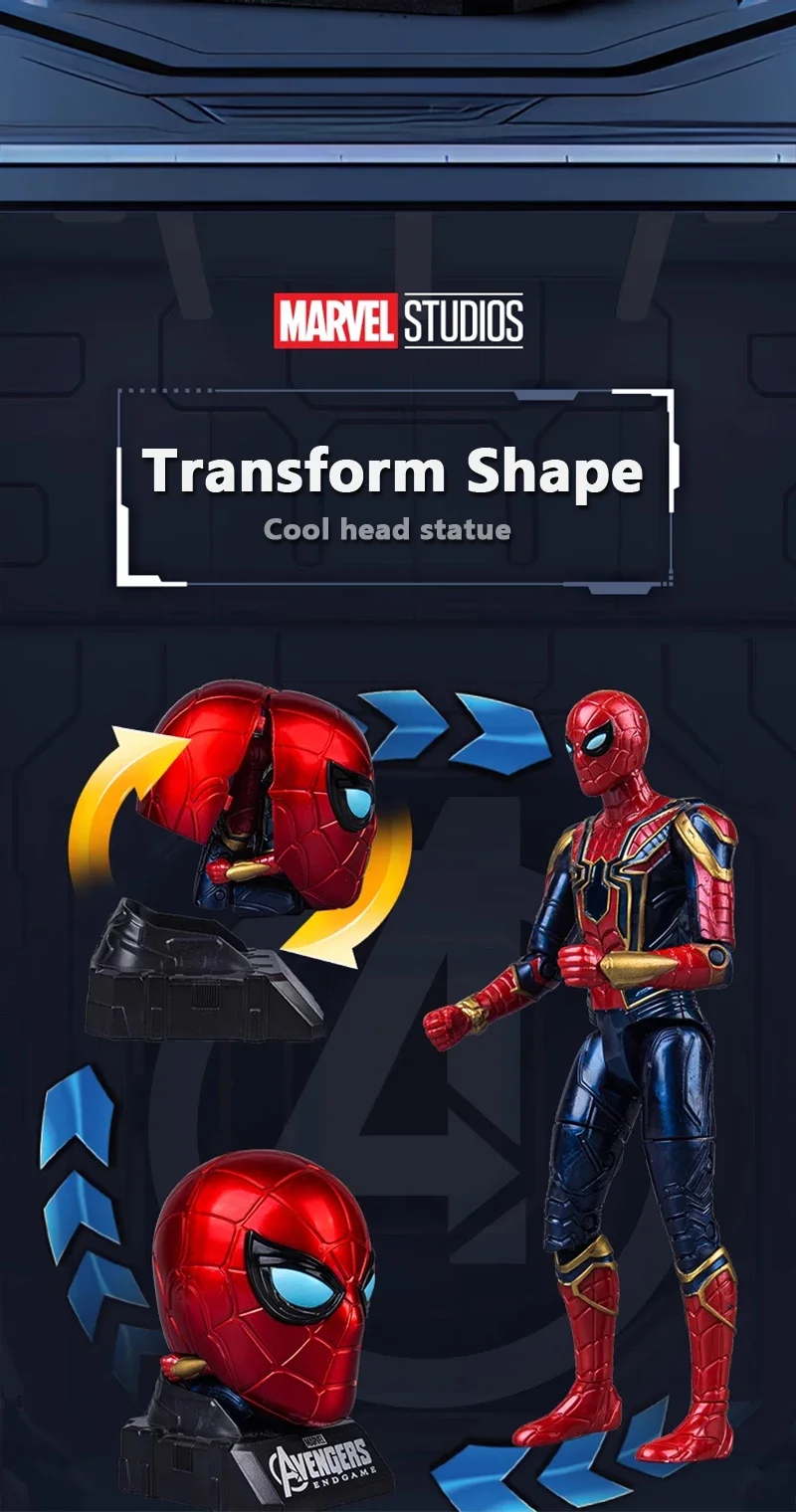 Marvel Iron Man Kopfförmige Statue, verformbares Spielzeug, Actionfigur, Spider-Man, bewegliche Gelenke, Modellpuppe, Lernspielzeug für Kinder – Detail 8