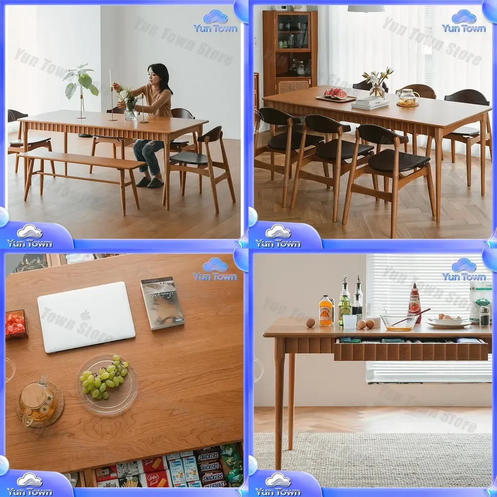 Solid Wood Dining Table for Nordic Style Modern Simple Homestay Rectangular Small Apartment Living Room Dining Table