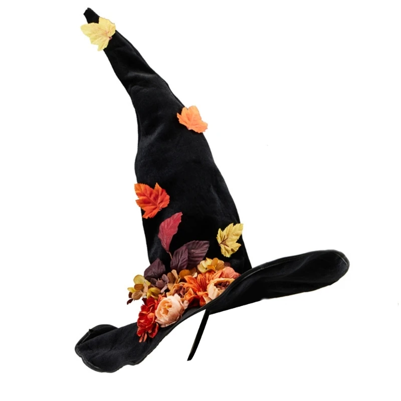 Flower Witch Hat Halloween Dress Up Wizard Hat Cosplay Costume Headpiece DXAA