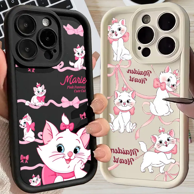 Funda de Silicona con Diseño de Gato Rosa de Disney para Apple iPhone 17E 15 16 14 13 12 11 17 Pro Max 17 Air Plus 16E, Funda Protectora para Teléfono
