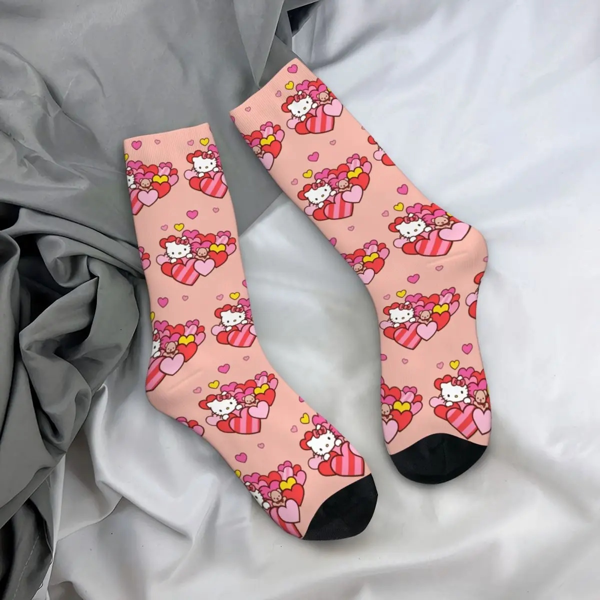 Hello Kitty Socks Funny Stockings Men Soft Breathable Outdoor Socks Winter Design Non Skid Socks