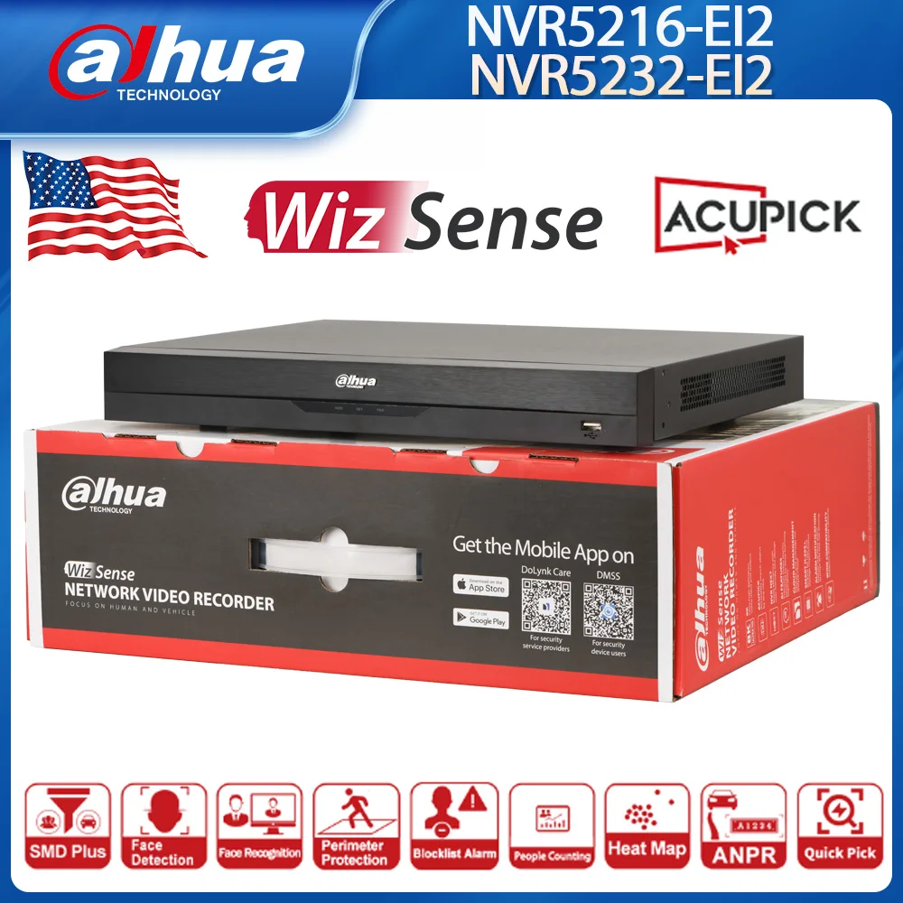 

Dahua 32CH/16CH NVR AI Face Detection Recognition Perimeter Protection SMD Plus AcuPick H.265+ IP Camera Network Video Recorder