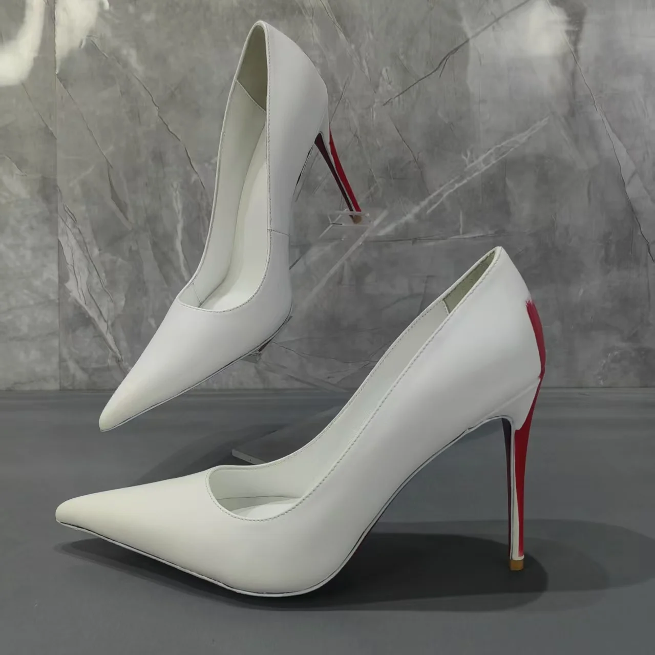 

2025 New Women's High Heels Pointed Toe Stiletto Color Matching Elegant Banquet Dress Daily Office Ladies Shallow Single Shoes