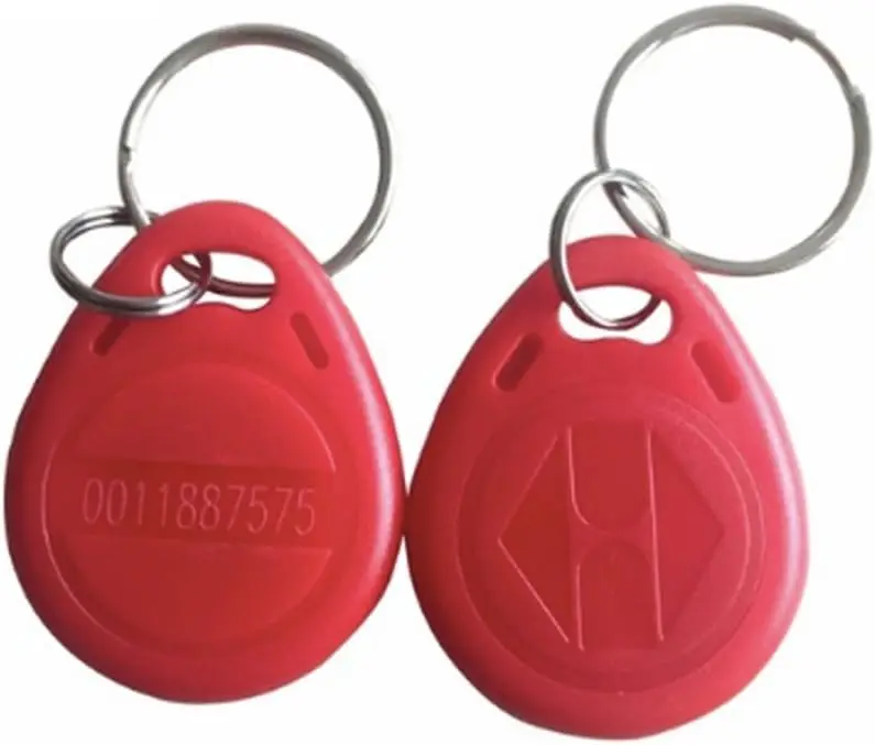 5x แท็ก RFID สีแดง รูปทรงพวงกุญแจ - 125Khz แบบอ่านอย่างเดียว สำหรับควบคุมการเข้าออกด้วยบัตรประจำตัว, ควบคุมเวลาและการเข้าร่วม, ควบคุมที่จอดรถ