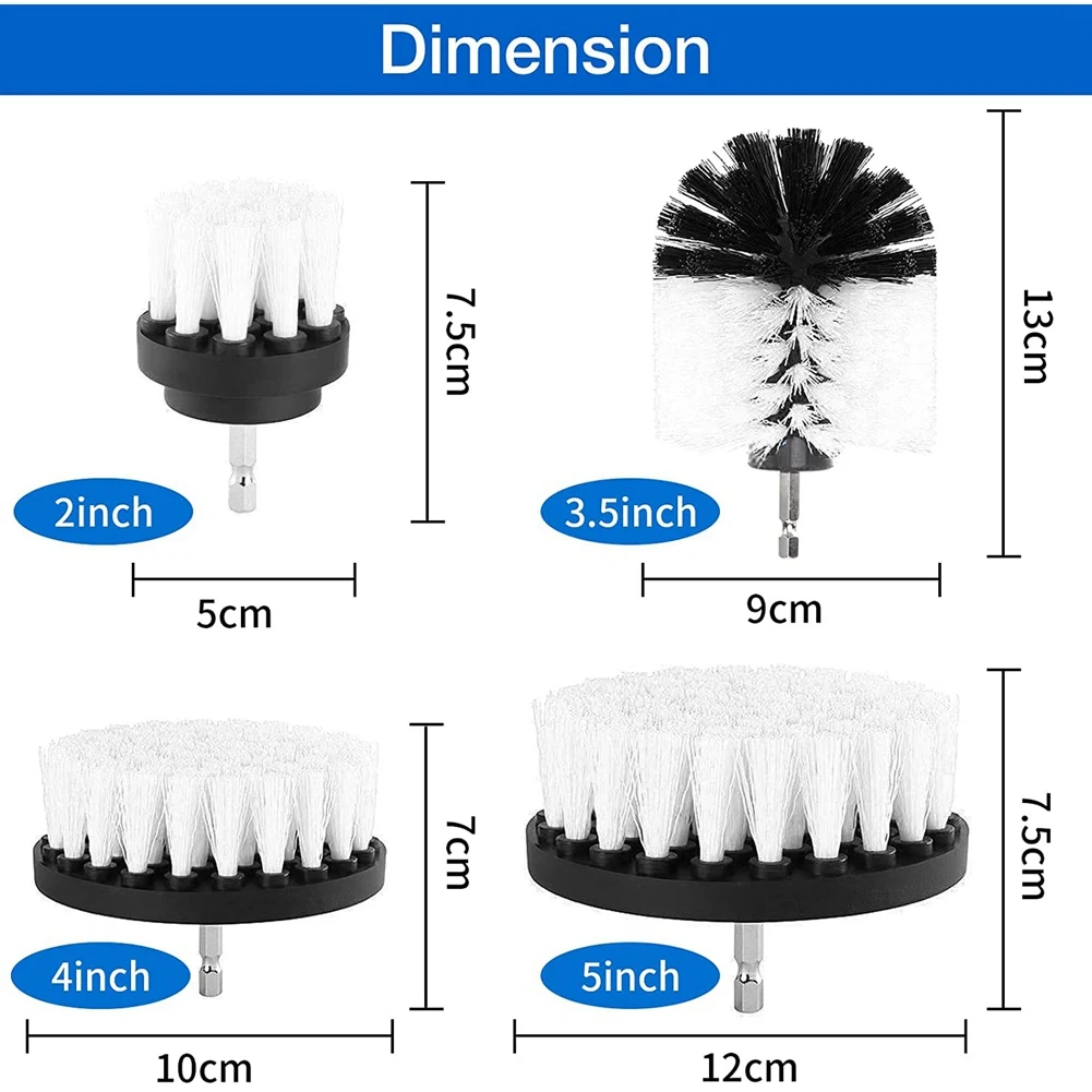 4Pcs Drill Cleaning Brush, 2/3.5/4/5Inch Rotary Cleaning Brush for Electric Drill Soft Bristle Carpet Cleaning Brush